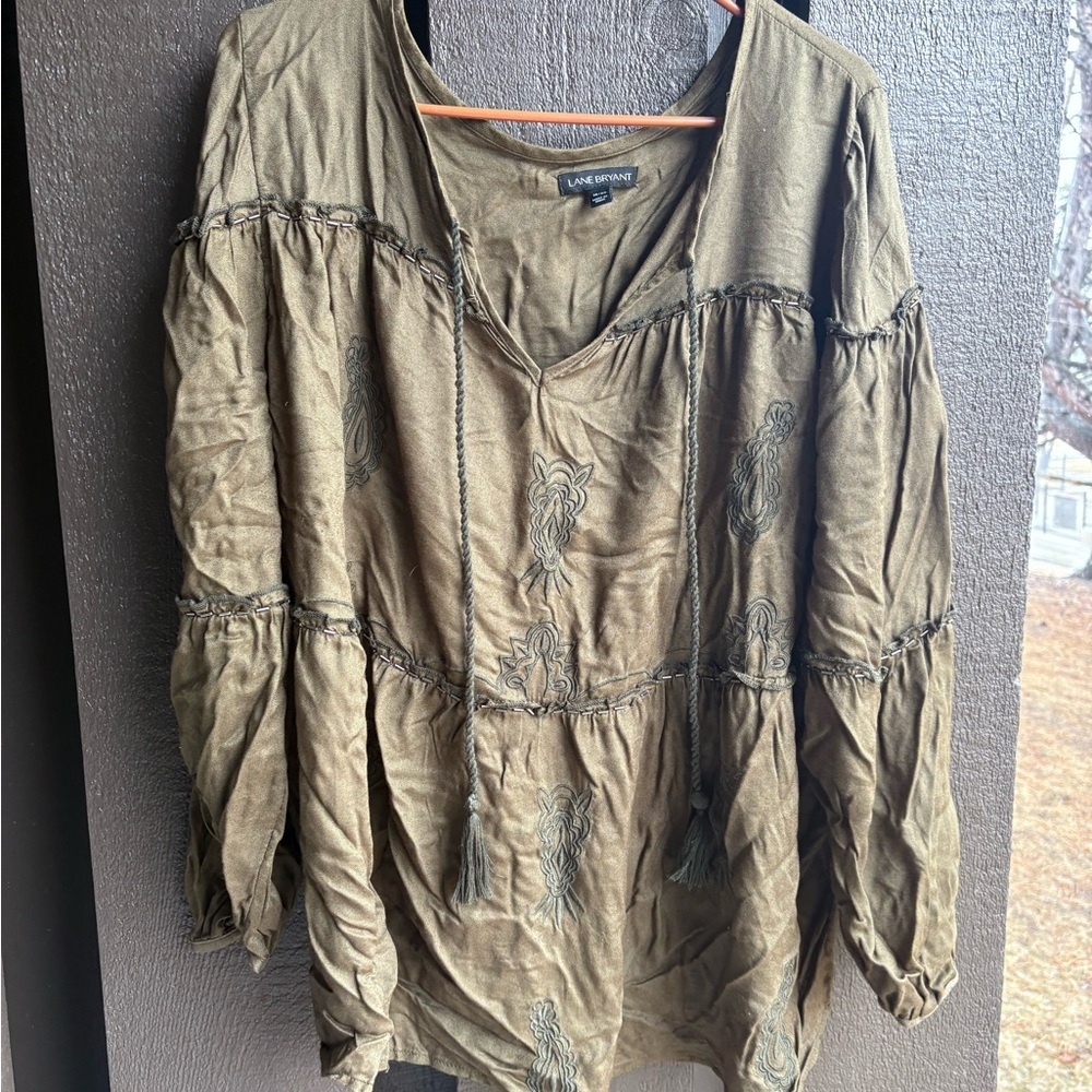 Lane Bryant Green Tunic Blouse Relaxed Fit